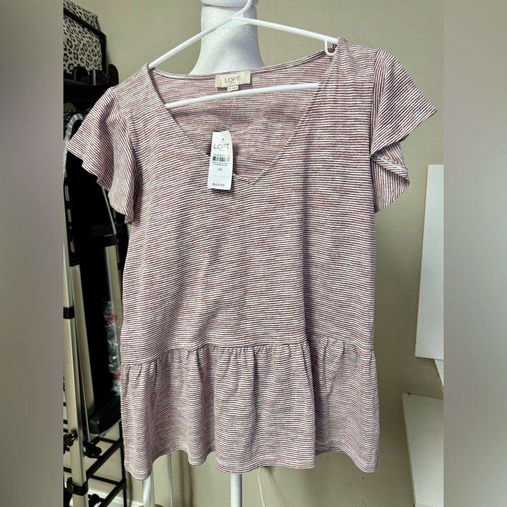 LOFT Pink Striped Blouse